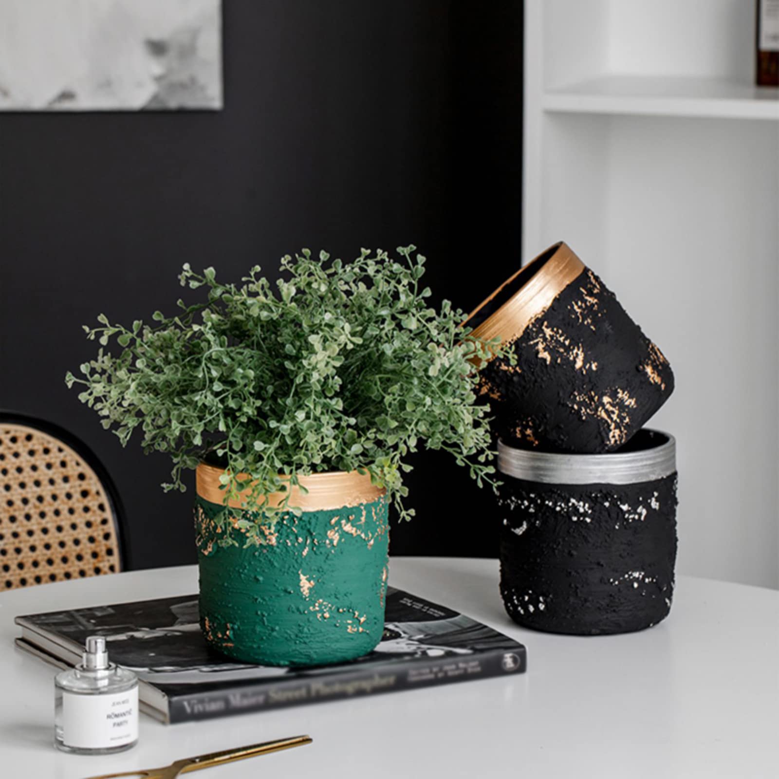 Vasi da Giardino Vasi per Piante in Cemento a Trama screziata, Moderno Vaso da Fiori cilindrico con Foro di drenaggio per Decorazioni per la casa e L'Ufficio, Matrimoni di Compleanno