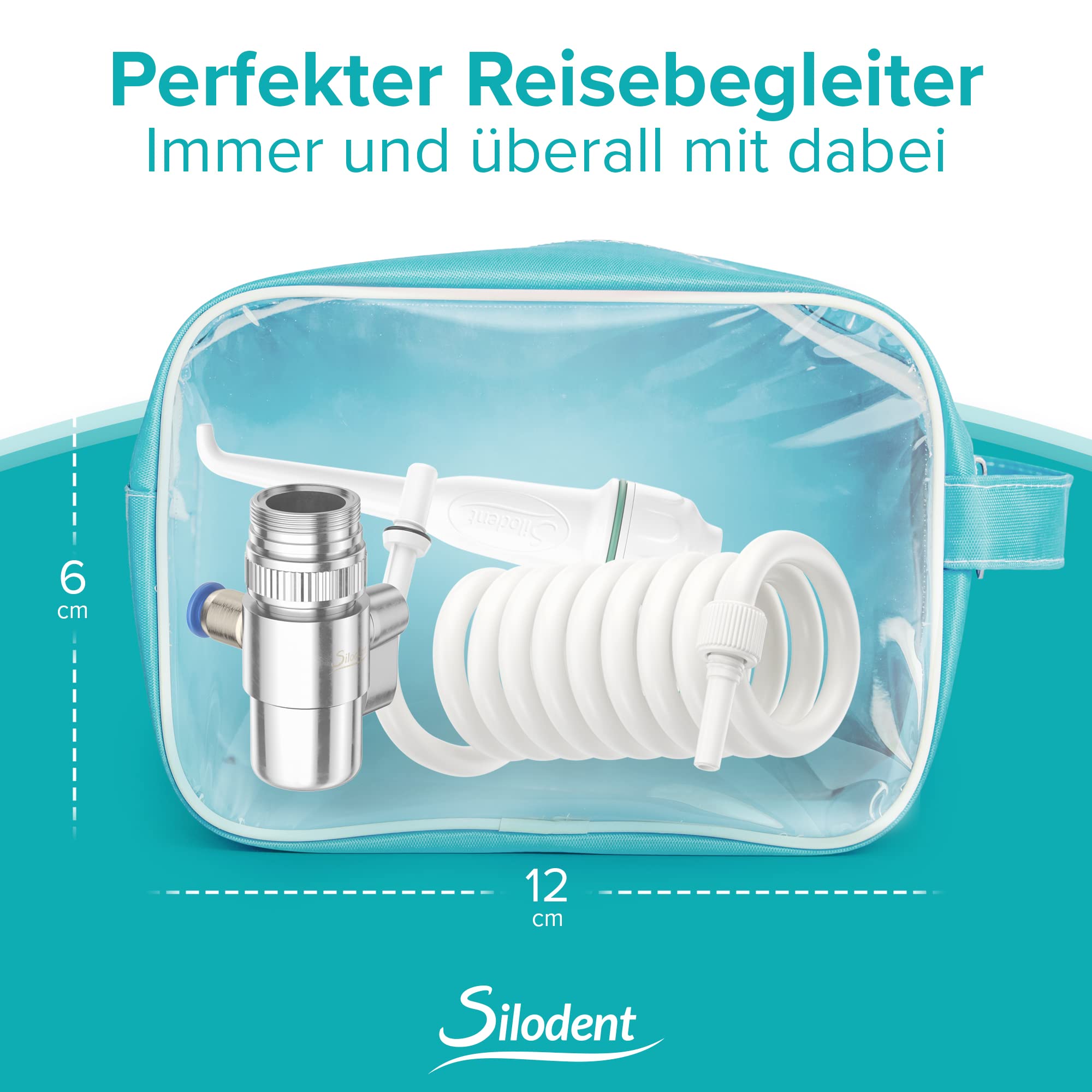 Munddusche für Wasserhahn | ohne Strom, ohne Akku, ohne Aufladen | Direkt am Wasserhahn, immer frisches Wasser. Stärke & Temperatur wählbar. Für Zahnspangen geeignet. Auch als Reisemunddusche
