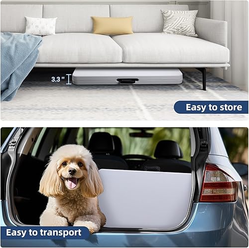 Miniatura 5 de Mesa plegable cuadrada de 34 pulgadas, plegable por la mitad, mesa portátil de comedor resistente de polietileno de alta densidad de plástico blanco