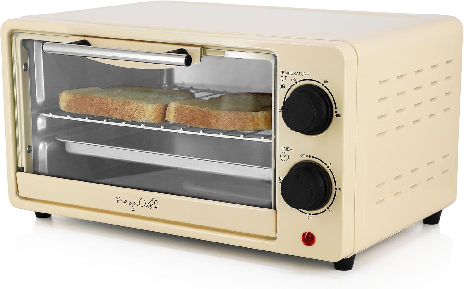 MegaChef 9.5 Quart Electric Counter Top 2 Slice Toaster Oven with Built in Timer, Bake, Broil, Toast (Cream) MegaChef 9.5 Quart Electric Counter Top 2 Slice Toaster Oven with Built in Timer, Bake, Broil, Toast (Cream)