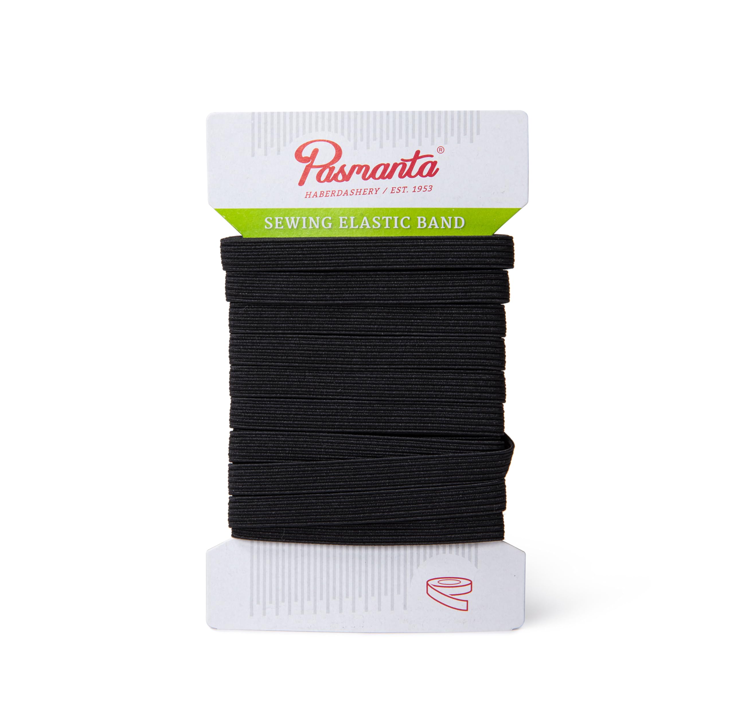 Pasmanta Flat Elastic Band, Strechable Bands for Sewing, Strong Elastic Waistband for Trousers, for Household & DIY Projects, for Sewing Fabrics (7mm - Black)