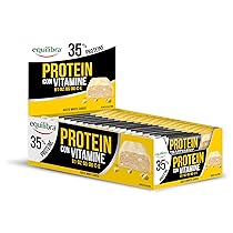 Equilibra, Alimenti Proteici, Barrette Proteiche, 35% Proteine, 24x45g, White Chocolate, con 16 g di Proteine per il Mantenimento della Massa Muscolare, con Vitamine C, B1, B2, B6, Senza Olio di Palma