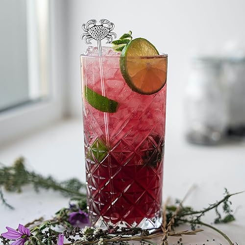 Miniatura 3 de UP ware - Agitadores de bebidas de café de acero inoxidable de 4 piezas, para cóctel, bebida Swizzle Stick con parte superior decorativa de aleación