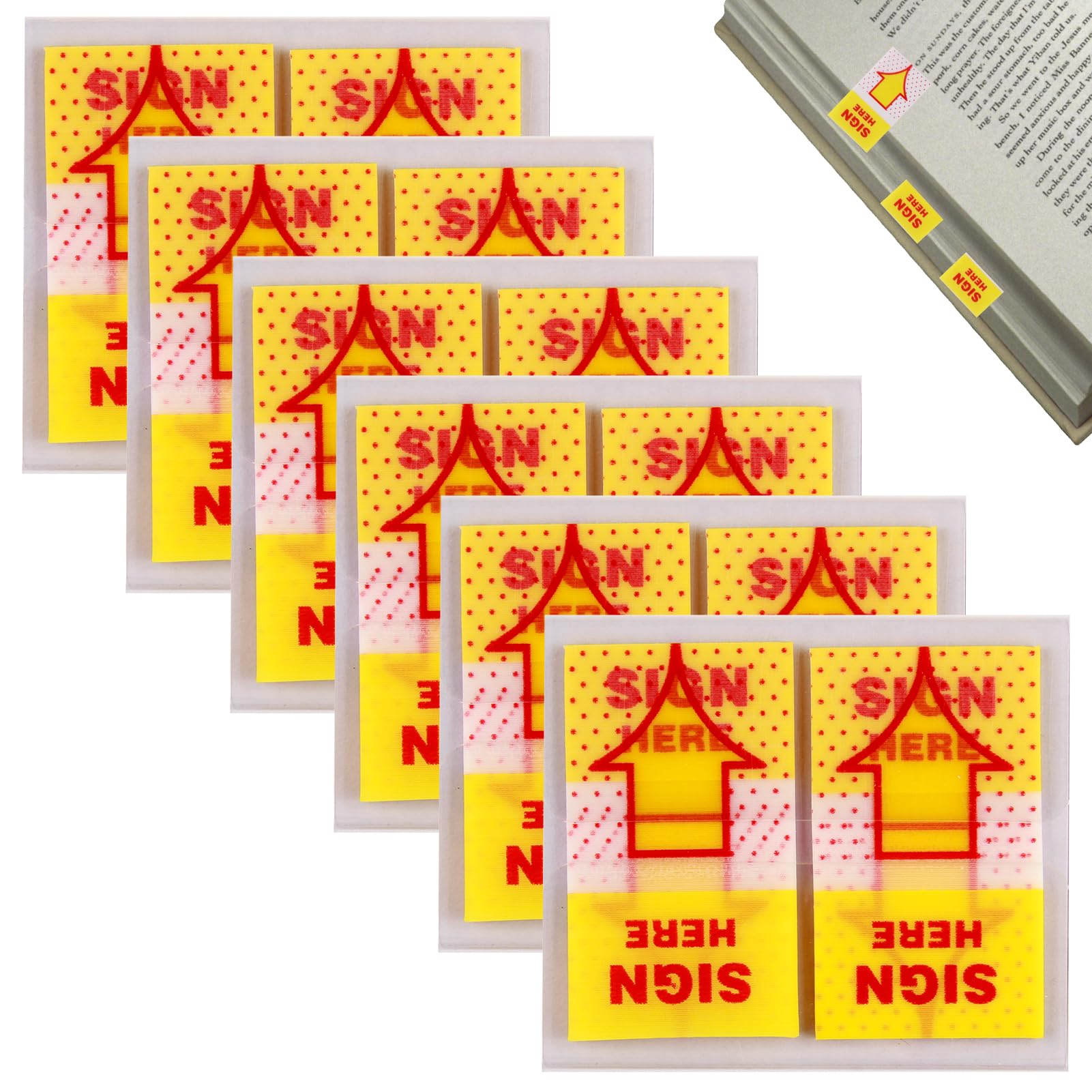 300Pcs Sign Here Index Tabs Stickers 50/Dispenser for Document Notebook Notarization Classify File 1inch Yellow Translucent Small Message Flags Arrow Sticky Page Marker for Office School Home Supplies