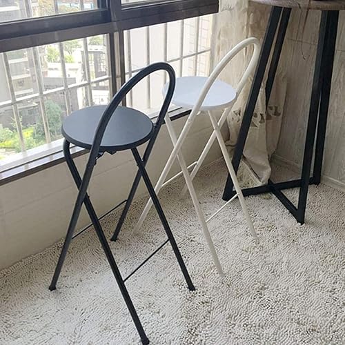 Miniatura 7 de Taburete de bar plegable con respaldo, asiento de bar de cocina alto portátil para desayuno, silla alta de altura de mostrador con reposapiés, para