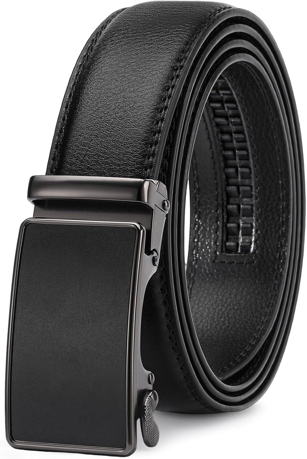 GAEKEAO Mens Belt Leather 1 3/8" - Micro-Adjust Buckle Ratchet Belts for Men Dress Casual to Formal Trim to Fit with Gift Box