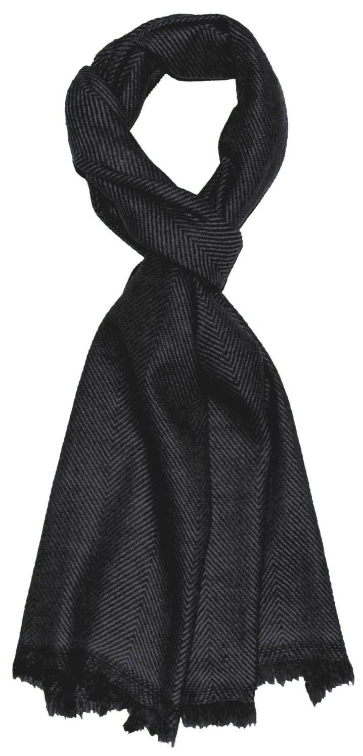Lorenzo Cana Sciarpa da uomo, 100% cashmere, in fibra naturale, motivo a spina di pesce 7822977711