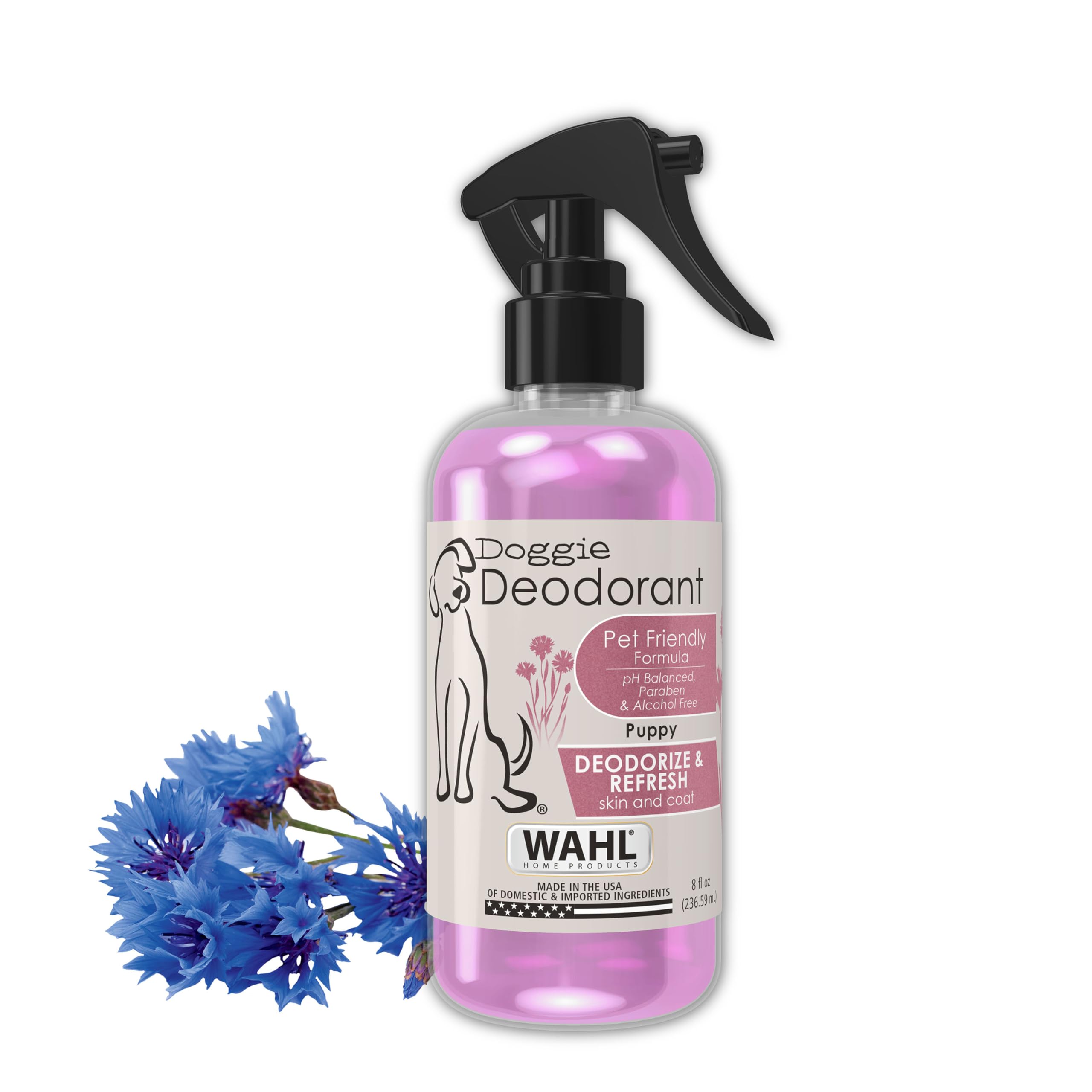Wahl USA Cornflower Aloe Pet Deodorant Spray for All Dogs & Cats – Clean Fresh Smell Refreshes & Deodorizes – 8 oz - Model 820009A