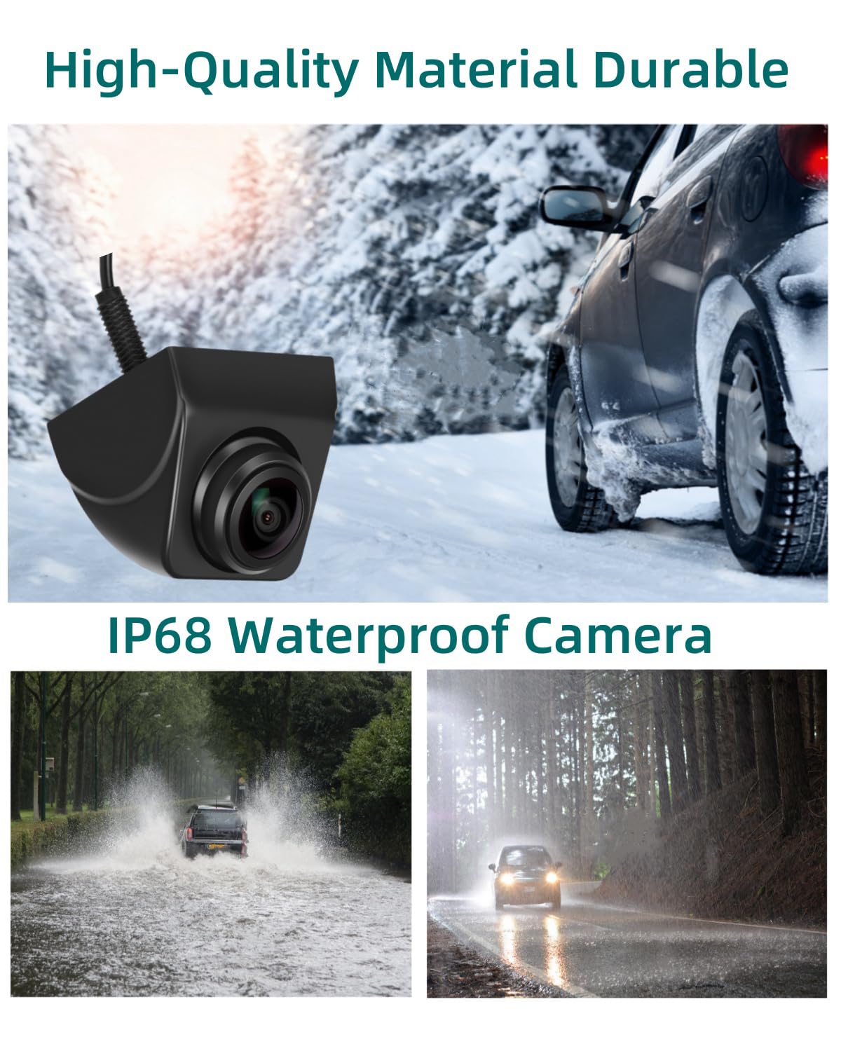 Rotation 360° Caméra de Recul avec Vision Avant/Arrière Caméra de Recul HD avec Vision Nocturne 720P Caméra de Vision Arrière étanche IP69K pour Camion(Noir)