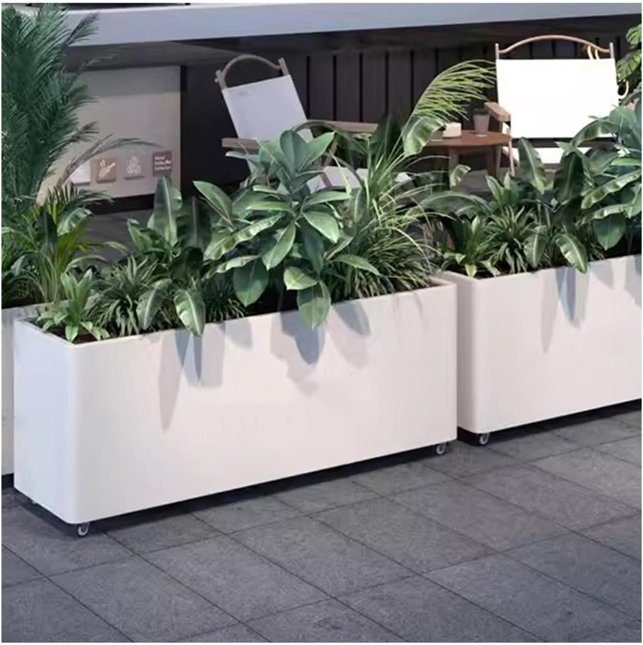 Garden Bench Outdoor Flower Box Coffee Shop Milk Tea Green Bed Trough Rack Planter Box with Bench