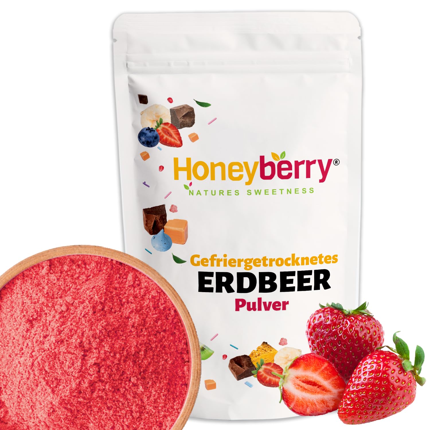 Gefriergetrocknetes Erdbeerpulver 150g - Erdbeerpulver Gefriergetrocknet - 100% Natürliches Erdbeeren Pulver ohne Zusätze