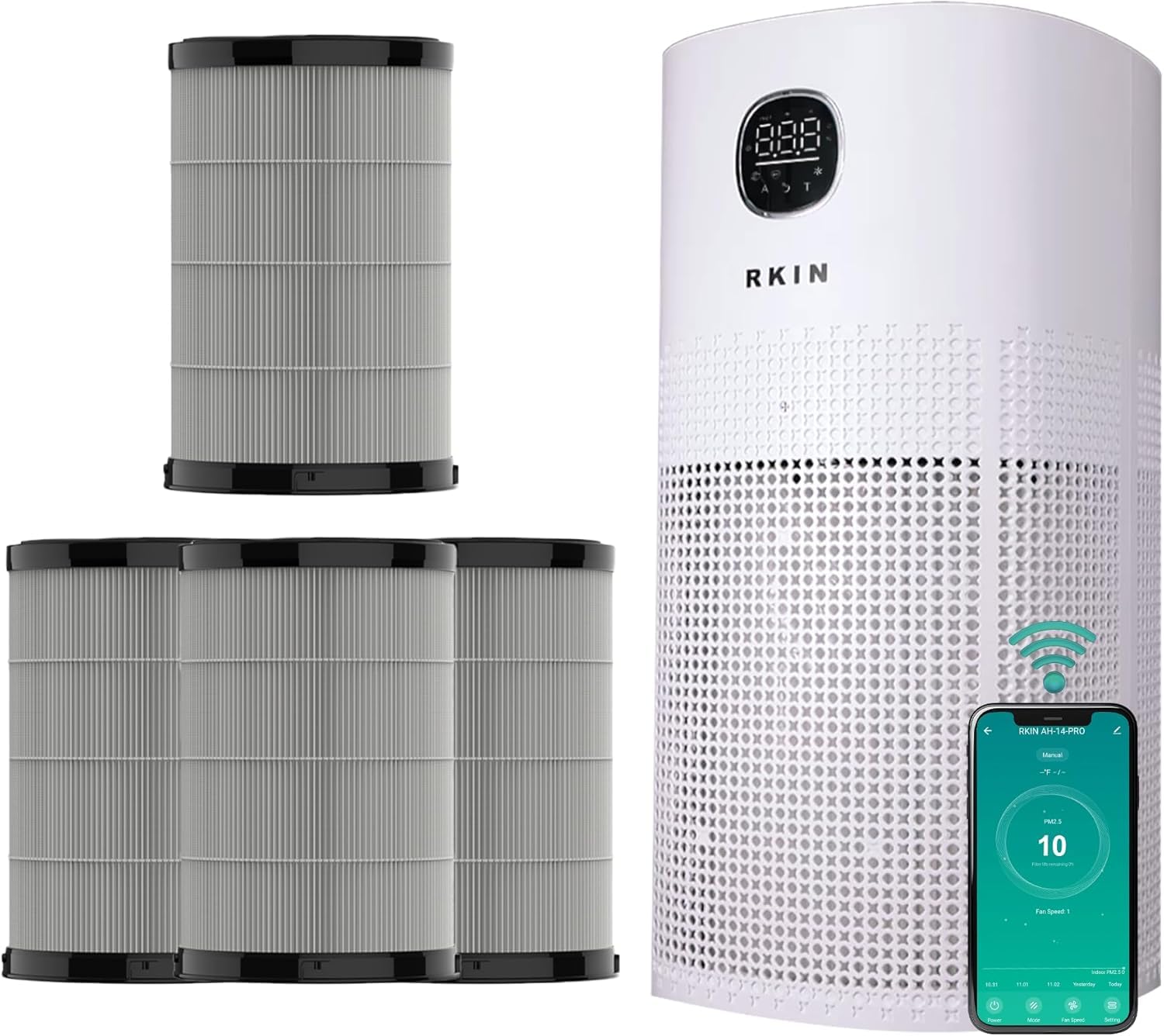 Smart Air Purifier Bundle with 3 Year Filters WiFi App Control PM2 5 Monitor Large Room Air Cleaner