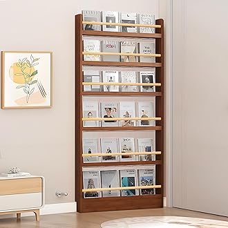 Book Shelf, Behind The Door Bookshelf, Wooden Kids Book Shelf 3/4/5/6 Tier, for Toys and Books, Space-Saving Wall Mount Narrow