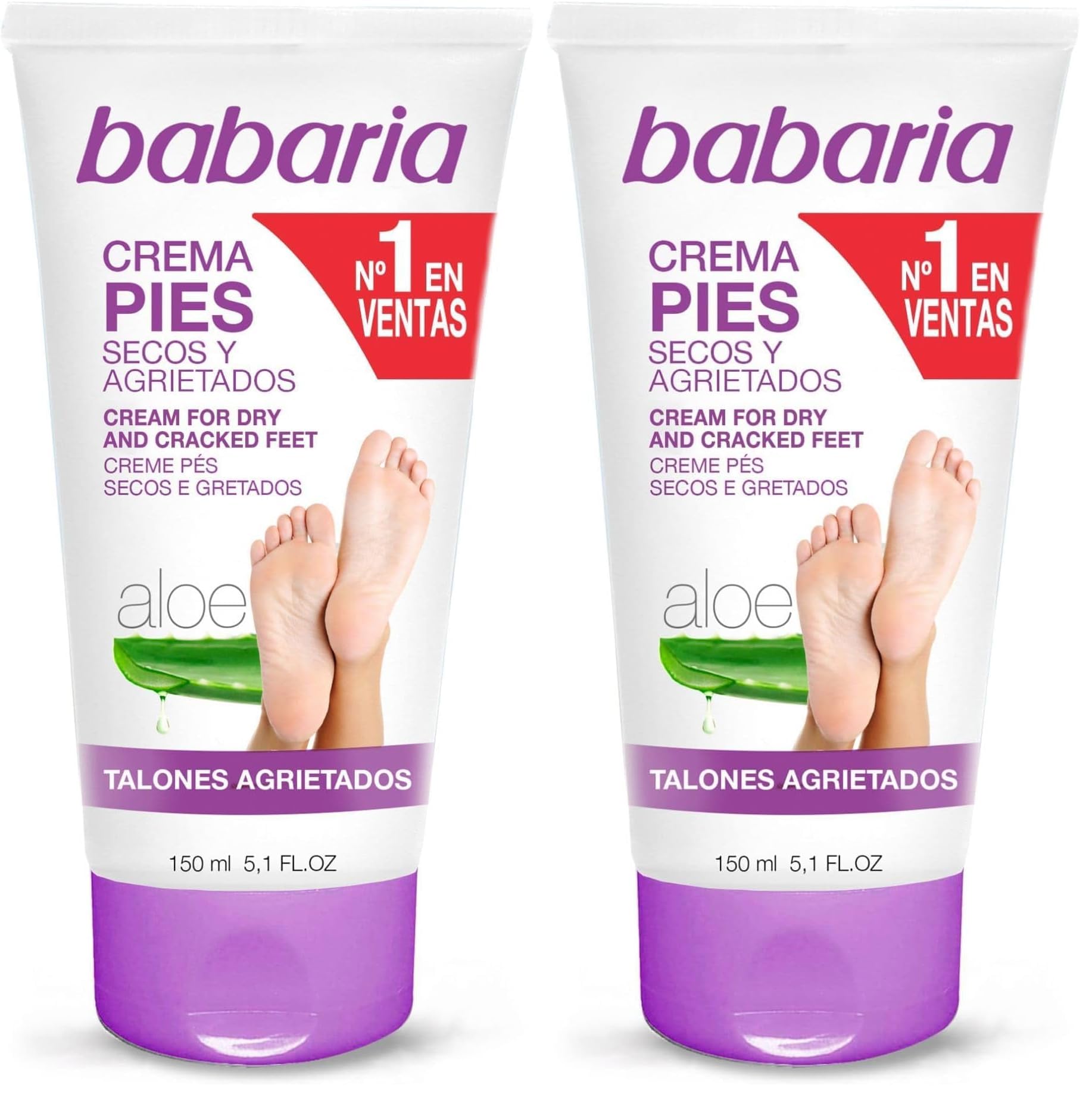 BabariaDry Feet Cream - Absorbs Quickly to Instantly Soothe and Smooth - Deepest Hydrating Effect - Infused with Aloe Vera, Sweet Almond, and Shea Butter - Suitable for All Skin Types - 5.1 oz
