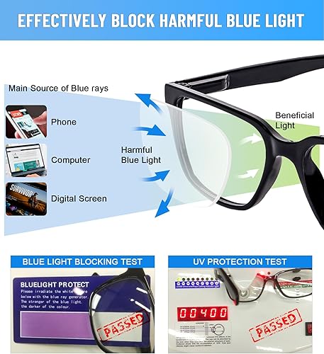 Miniatura 3 de WEMOOTANTS Gafas de lectura con bloqueo de luz azul para hombres lectores de computadora 0.0 1.0 1.25 1.5 2.0 a 4.0