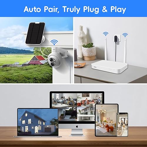Miniatura 5 de 2.5K Sistema de cámara de seguridad solar inalámbrico MMQ con cámaras solares HD de 10 canales de 4 MP, cámara PTZ WiFi al aire libre, cámara de