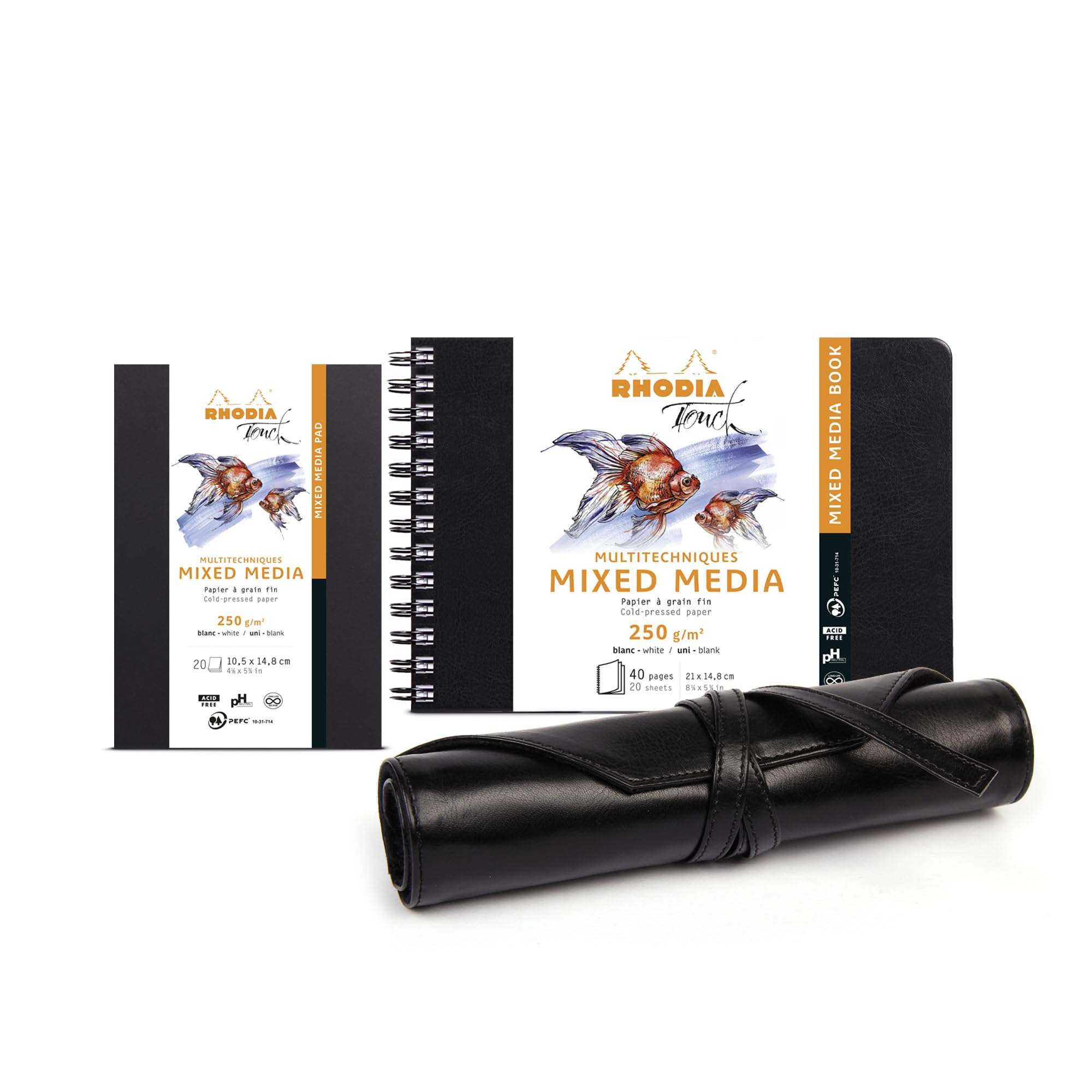 Rhodia Touch Set Mixed Media Carnet A5 + Bloc A6 + Étui Rouleau