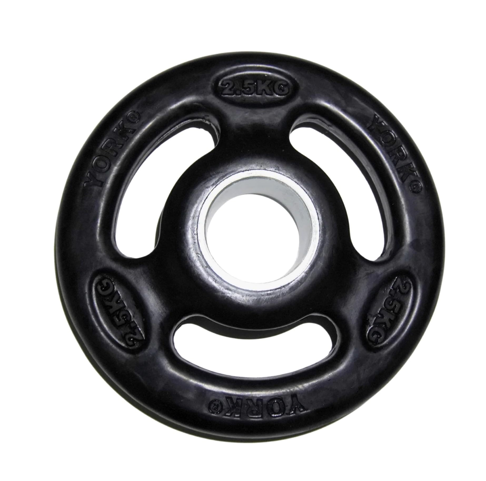 2.5kg York Olympic Weight Plates with Rubber Finish 2’’ Opening and Tri-Grips, Black Barbell Plates Discs for Lifting and Strength Training, Solid Cast Iron Core Weights (2.5, Kilograms)