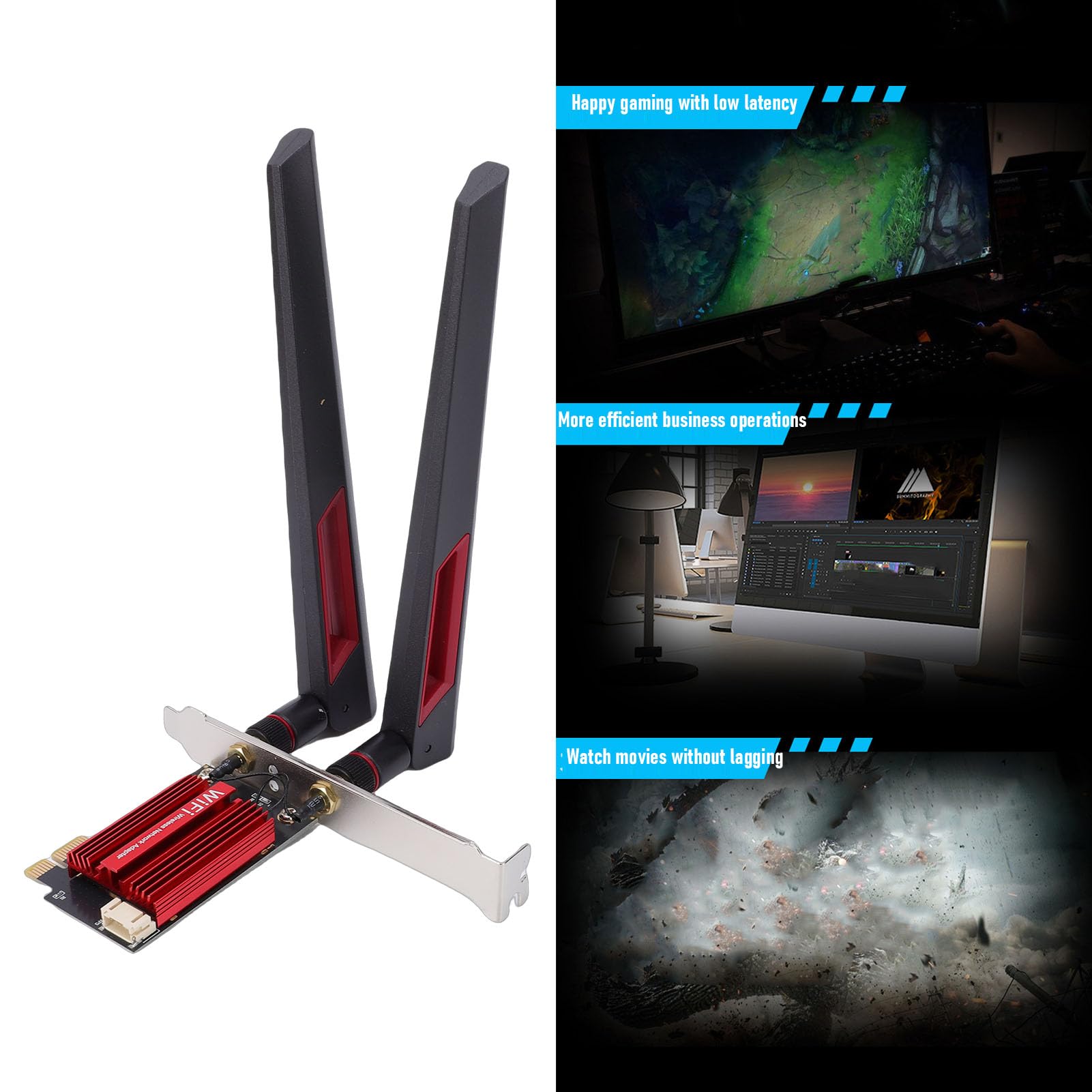 GOWENIC Scheda WiFi WiFi 7 PCIe, Scheda di Rete Tri-Band per PC Desktop con Bluetooth 5.4, Antenne 10dBi, Crittografia WPA4, per 10/11