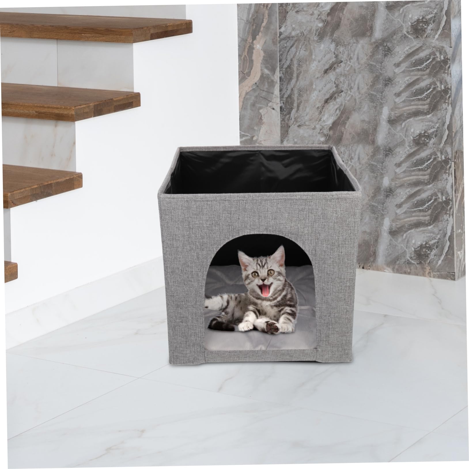 TOYANDONA Maison pour Chat Niches Lin Nid Respirant Intérieur Et Extérieur Lit Confortable Pliable
