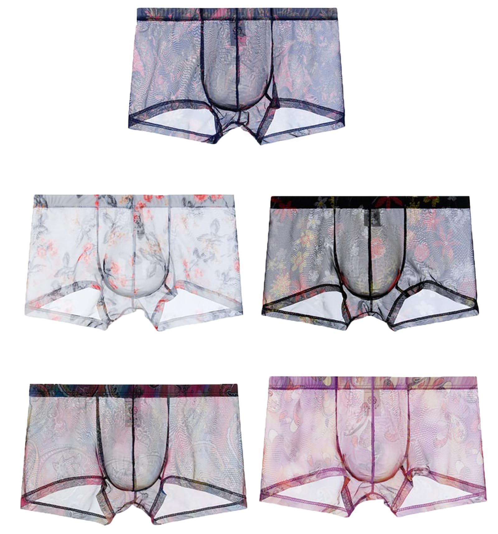 Faringoto Men's Bohemian Underwear Bikini Brief Panties Comfortable Mesh U-Bag