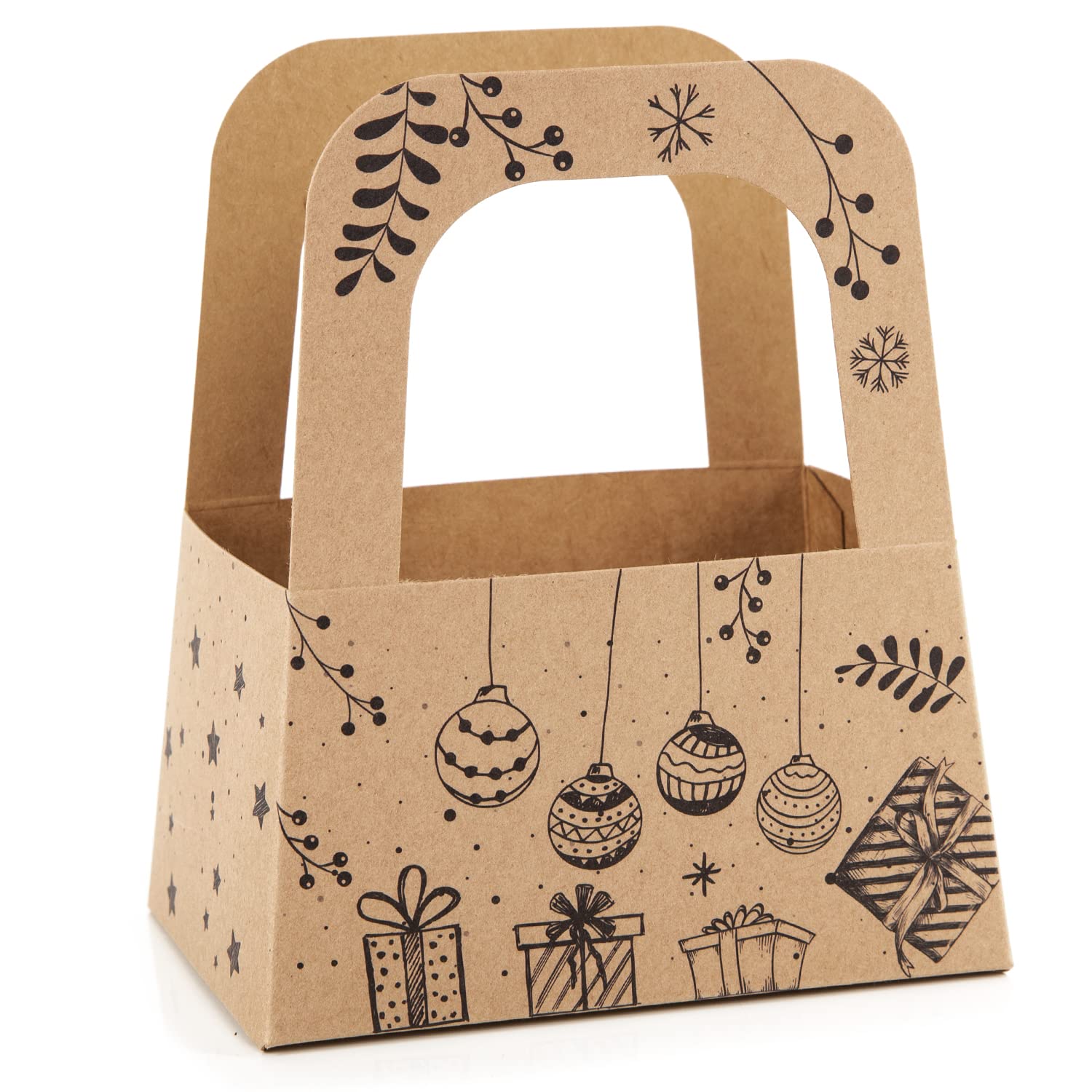 Logbuch-Verlag 25 cajas de Navidad con asa, embalaje de regalo, cesta para rellenar, 14,5 x 8 cm