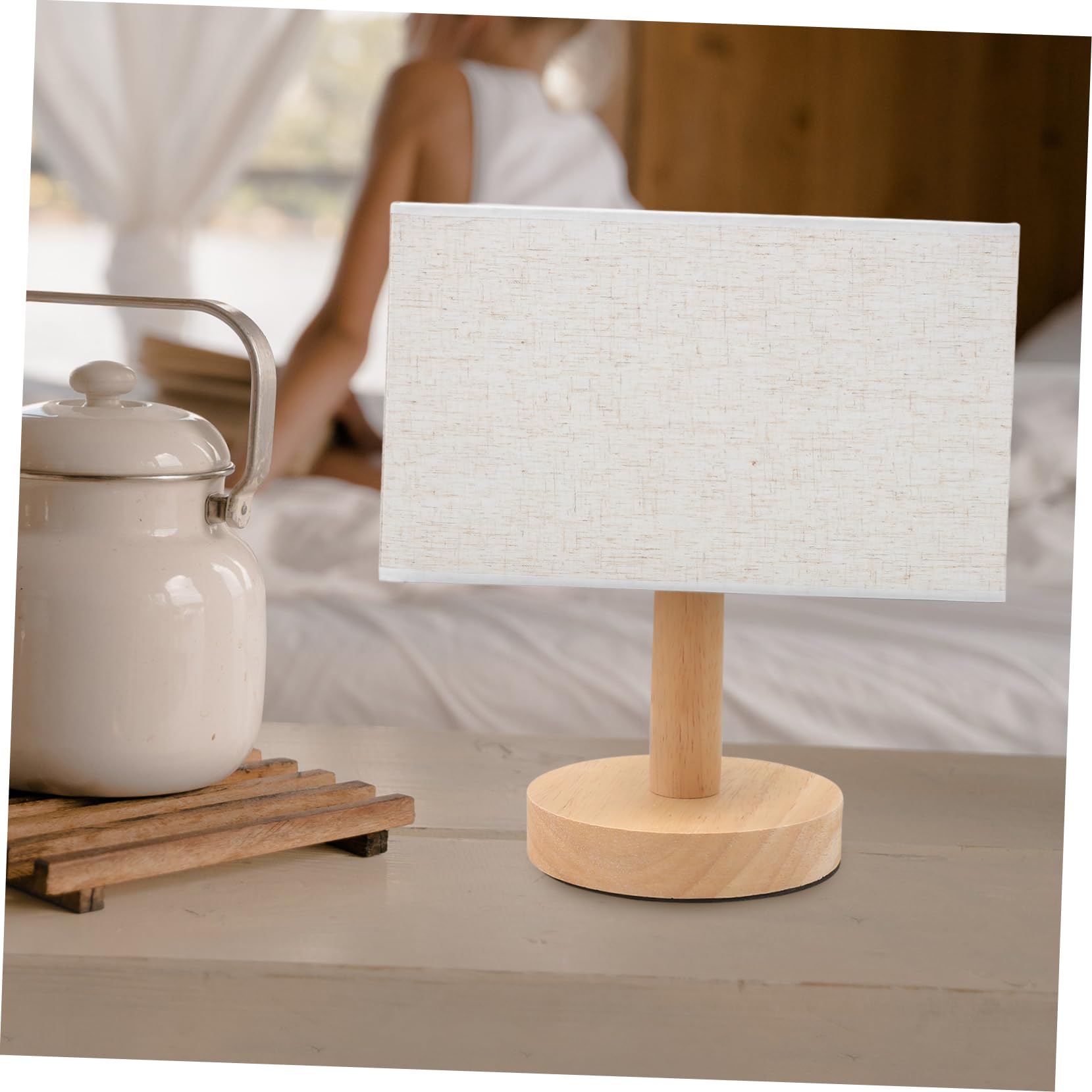 DOITOOL Abat Jour Rectangulaire en Tissu Beige, Effet Décoratif, Facile à Installer, Couverture Légère pour Lampe E27 Style Élégant