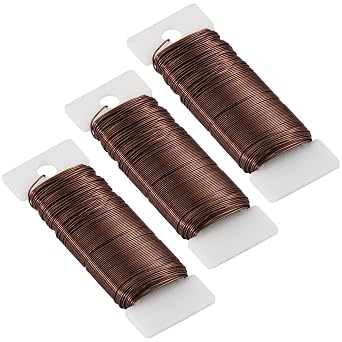 114 Yards 22 Gauge Metal Floral Flexible Paddle Wire for Christmas Wreath Tree, Floral Flower ArrangementsBrown