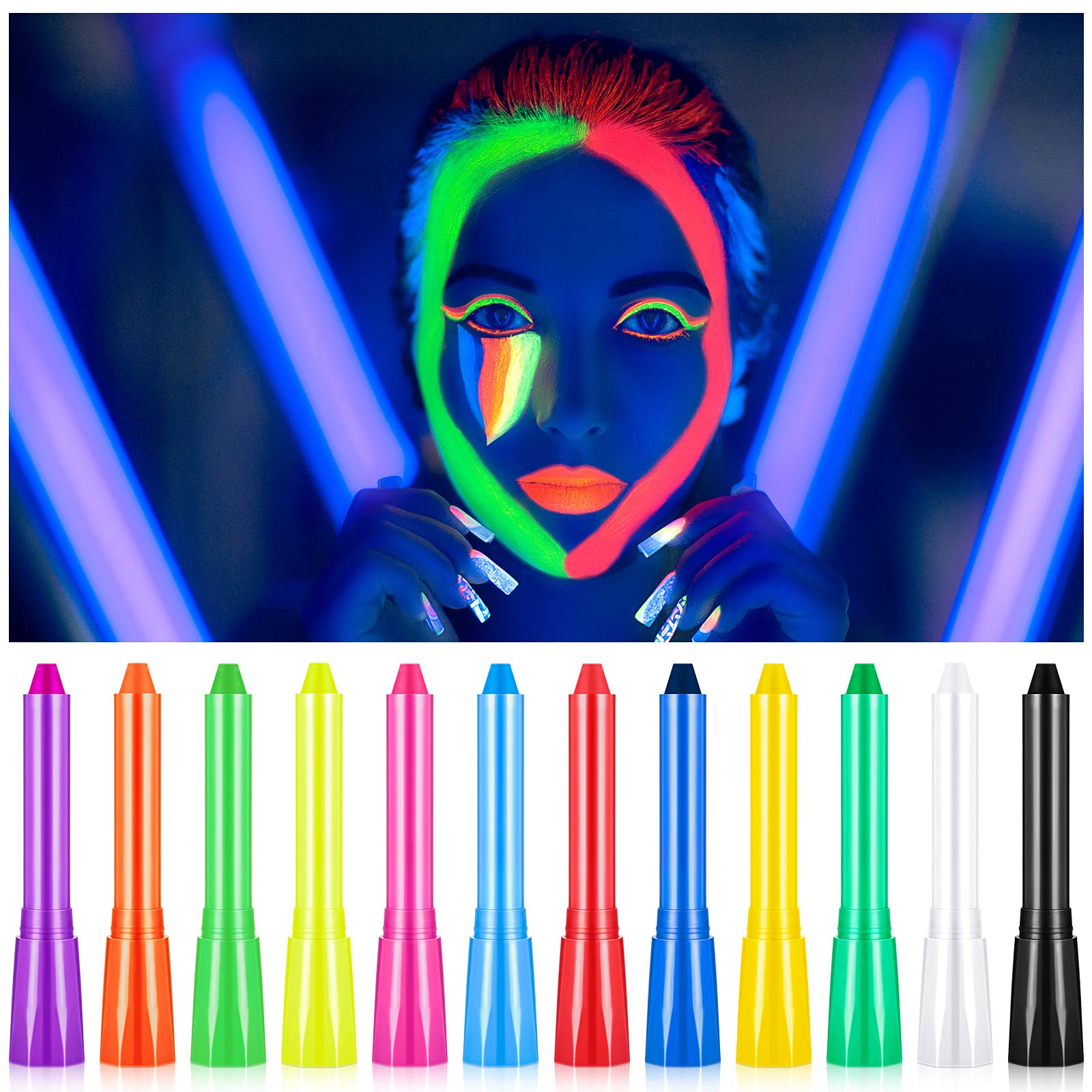 Buy 12 Colors Luminous Face Paint Crayons Body Painting Crayons Glow in