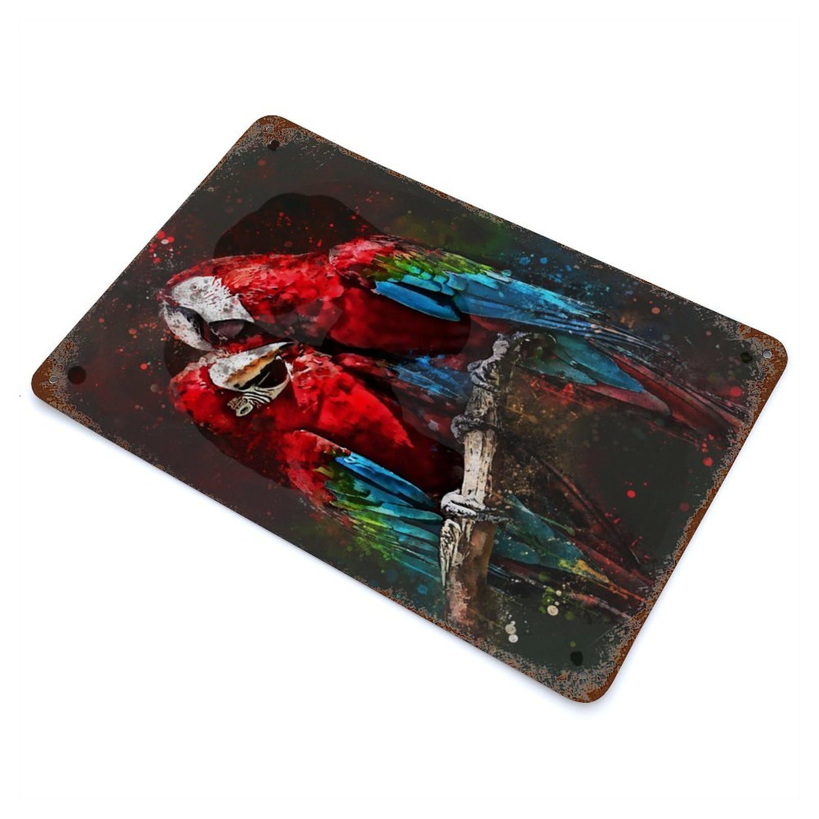 Garage Style Parrots Vintage Rust Metal Sign 11.8"x7.9", Industrial Home Decor for Bar And Workshop