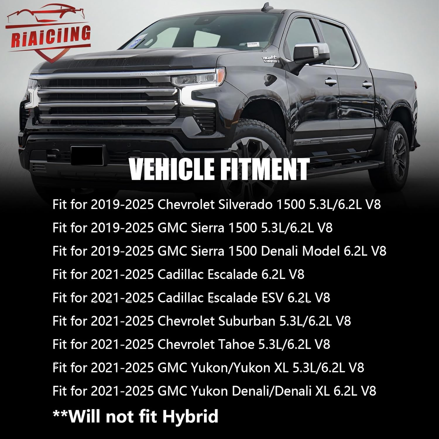 Cold Air Intake Kit with Heat Shield Compatible with 2019-2025 Chevy/GMC 5.3L/6.2L V8 (Silverado 1500, Sierra 1500, Escalade, Suburban, Tahoe, Yukon)