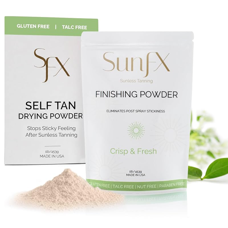 Pó finalizador translúcido SunFX para autobronzeador, sem talco, Shimmer 1lb, Crisp & Fresh