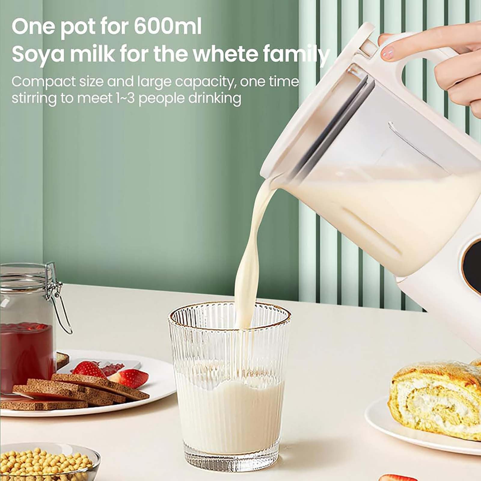Automatyczny Blender Do Mleka Orzechowego 600ml, 400w Maszyna Do Soi Na Bazie Roślin Z Samooczyszczaniem I 18-godzinnym Timerem