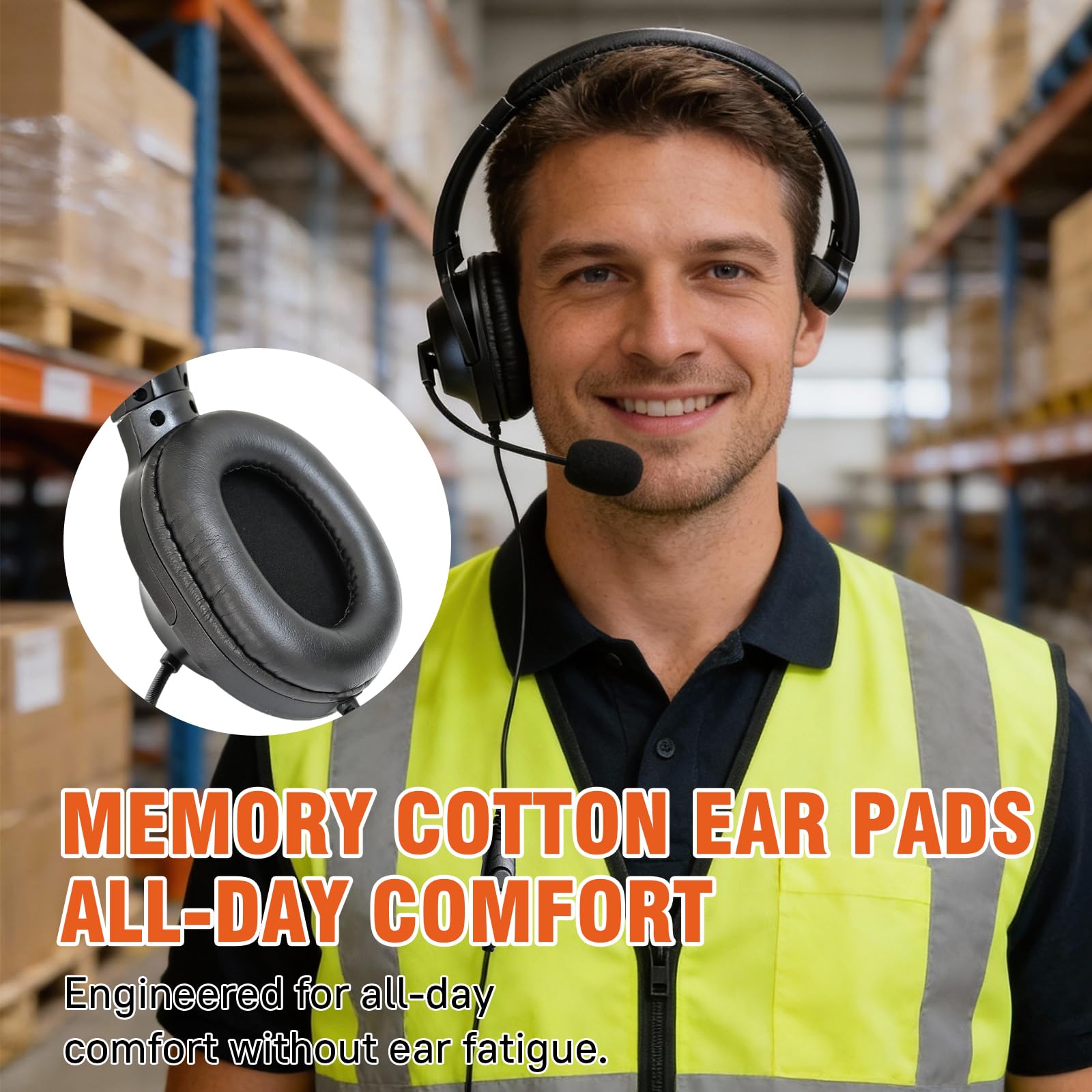 Casque anti-bruit pour talkie-walkie avec micro PTT Boom pour Motorola Radio 2 broches CLS 1110 1410 CP200 CP185 CP100D DLR 1060 (grand cache-oreilles) (simple côté)