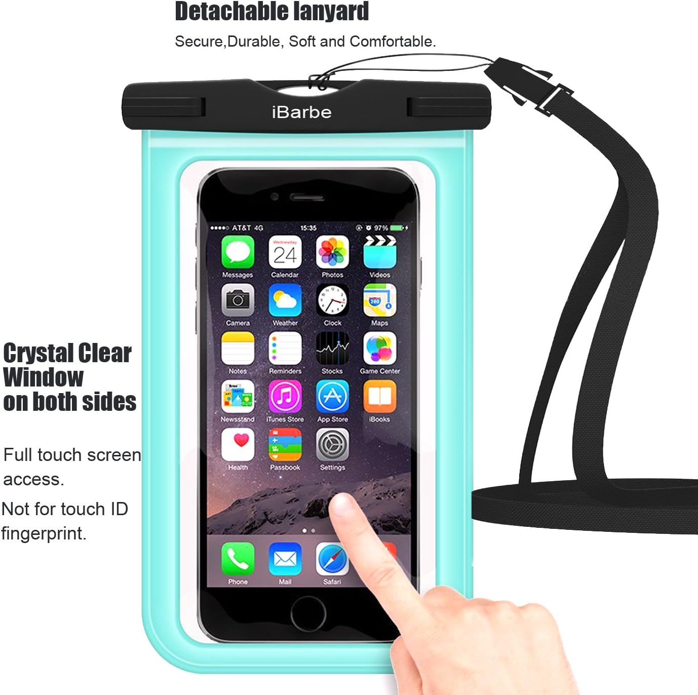 iBarbe Compatible with Universal IPX8 Waterproof Phone Pouch Dry Bag Compatible for iPhone 11 PR MAX XS Xs Max/XR/X/8/8P up to 6.5", Protective for Pools Beach Kayaking Travel or Bath-Black 3Pack