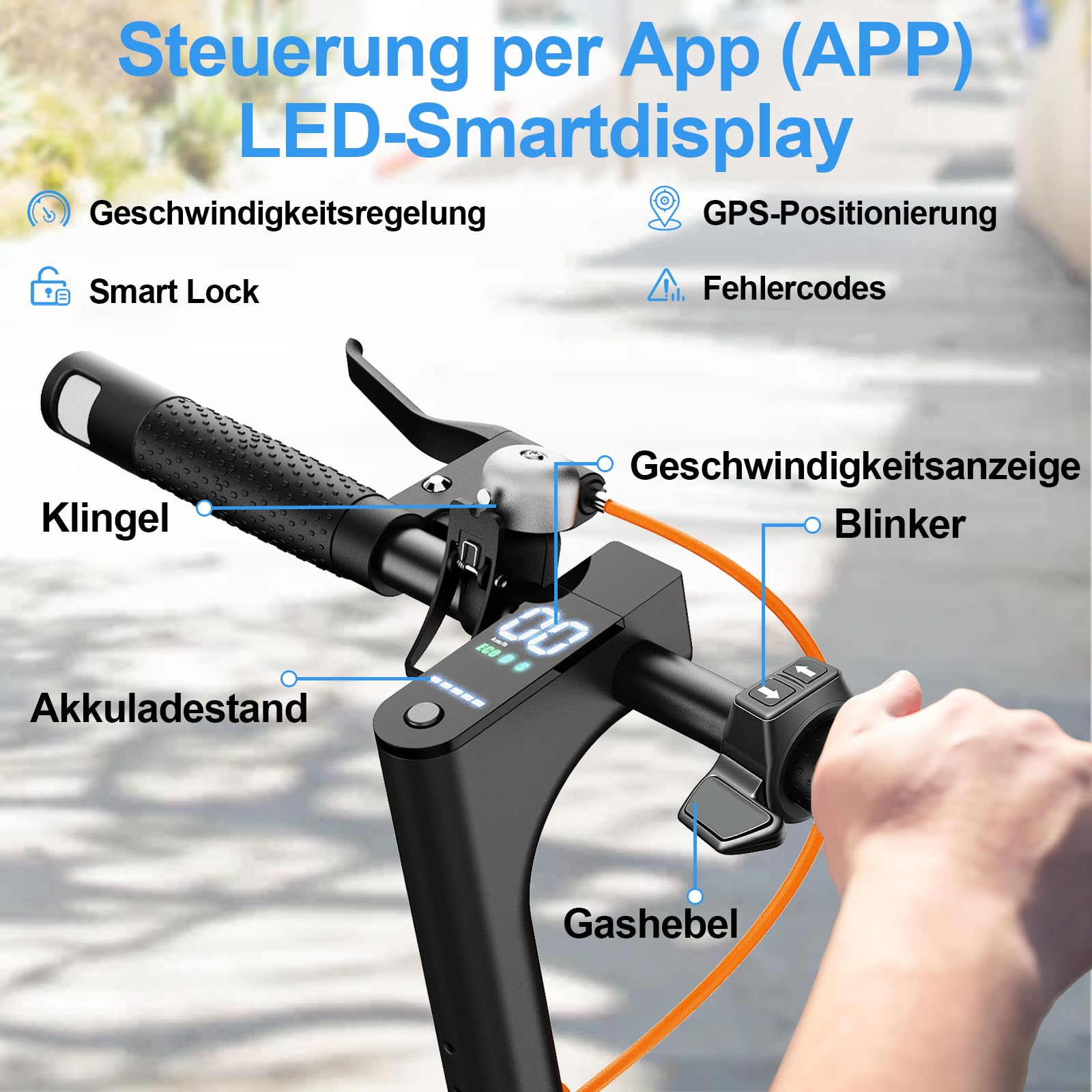 TODIMART E Roller mit Blinker und App T3S, Reichweite von 30–35 Km, einen 36V 7,8Ah Akku und ist EIN Faltbarer E Scooter Roller für Erwachsene mit Pannensicheren Wabenreifen
