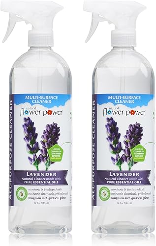Natural Flower Power - Limpiador multiusos, espray de limpieza multisuperficie, aerosol de encimera, no tóxico, sin humos agresivos ni productos