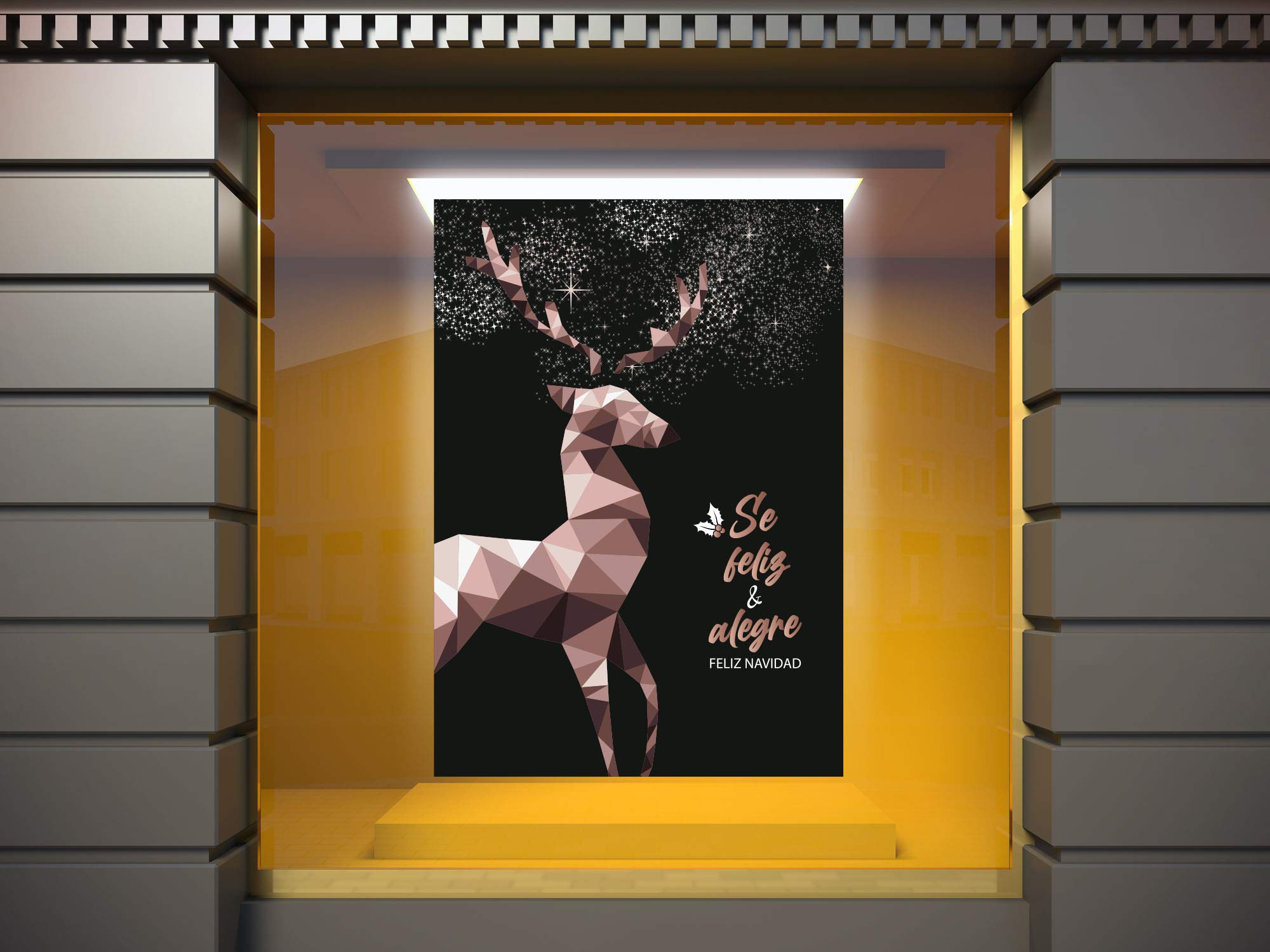 Vinyle adhésif transparent à effet miroir Sé Feliz et Alegre Feliz Noël | 140 x 200 cm | Vinyle économique et original | Vinyle fondé blanc
