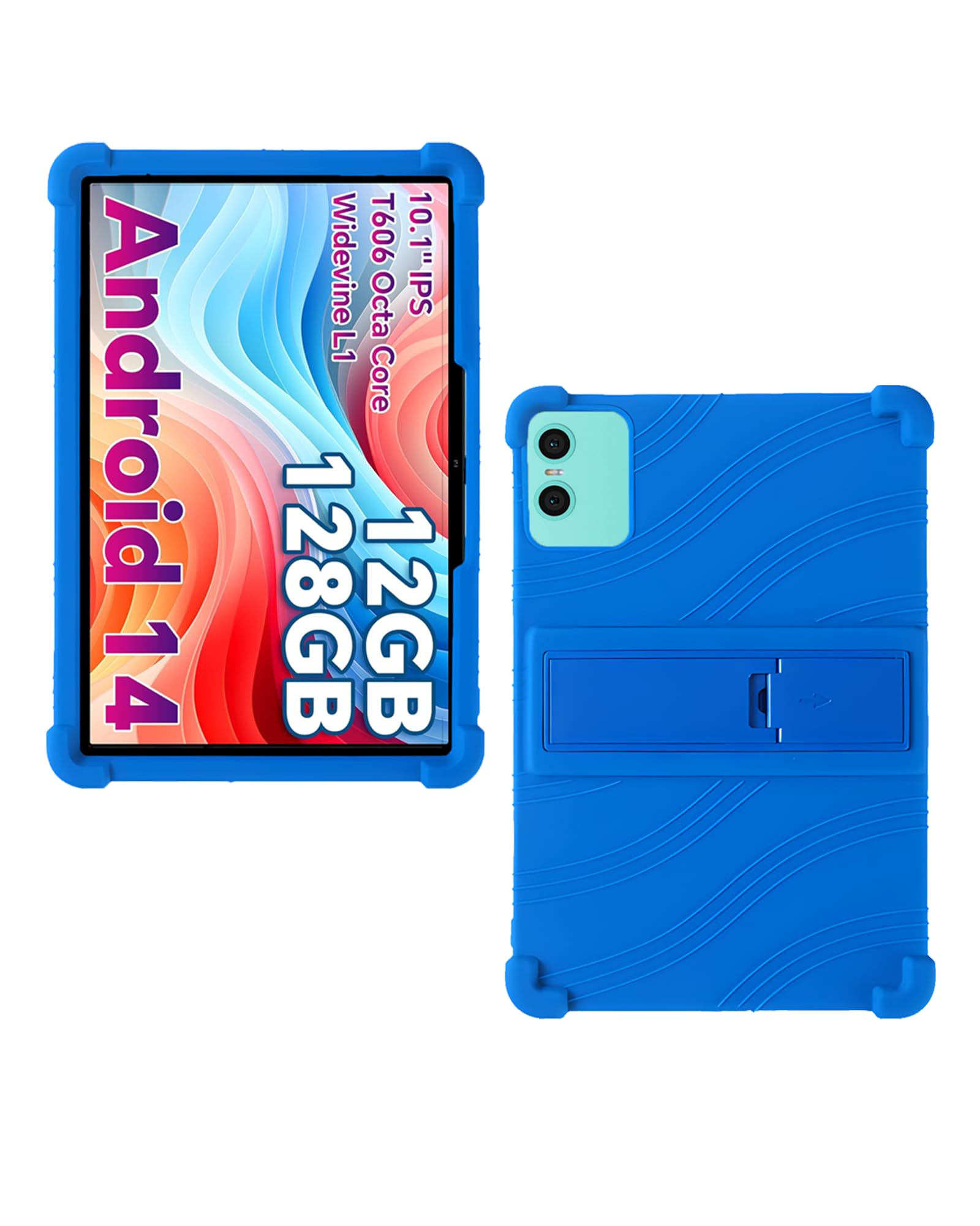 Coque Silicone Souple Pour Tablette Ryesug A10 10 Pouces - Support Réglable, Protection Anti-choc (bleu)