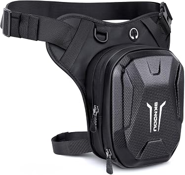 BKNOOU Motorcycle Leg Bag for Men Women, Thigh Bag Tactical Drop Leg Bags with Removable Leg Strap Waterproof Crossbody Fanny Pack Outdoor Motorcycle gear Use for Hiking Climbing Cycling Travel Riding