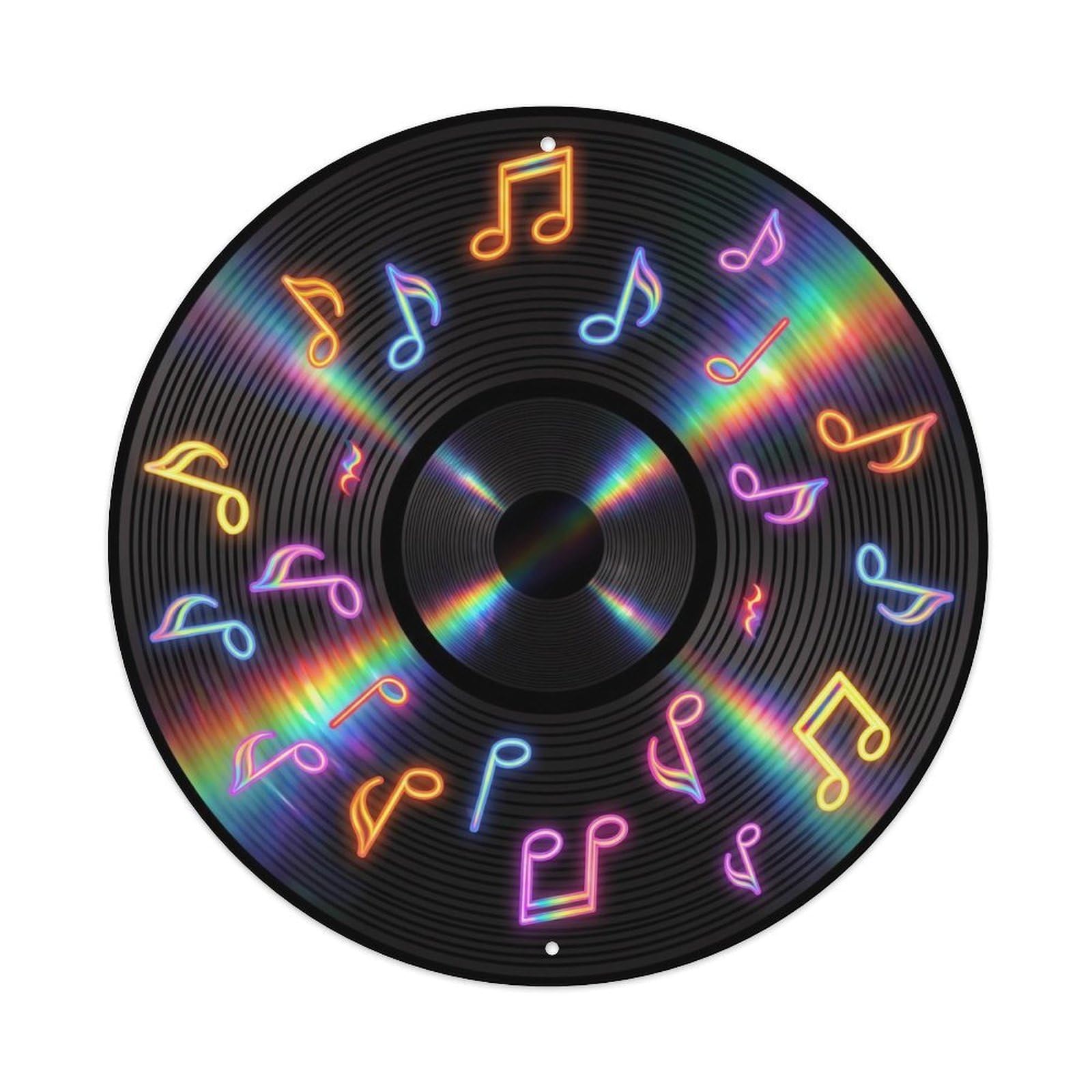 Colorful Music Vinyl Records Gleam Rainbow Surface Metal Tin Sign