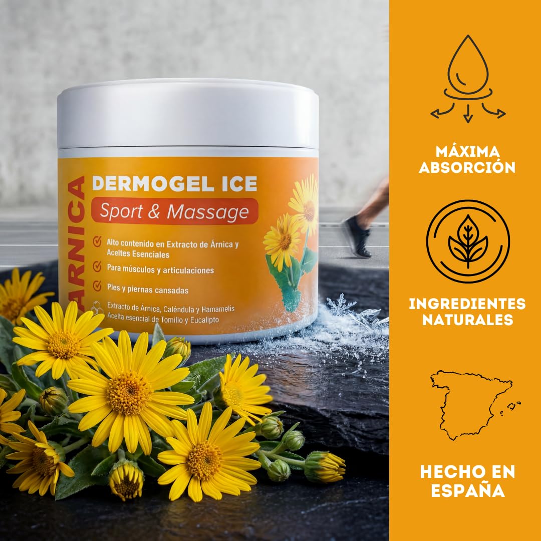 QKnatur GEL CREMA ARNICA MONTANA - 300 ml - Acción Intensa y efecto Frio, Ideal para Masajes Musculares y de Articulaciones - Alto contenido en extracto de Árnica, de Caléndula, Hamamelis