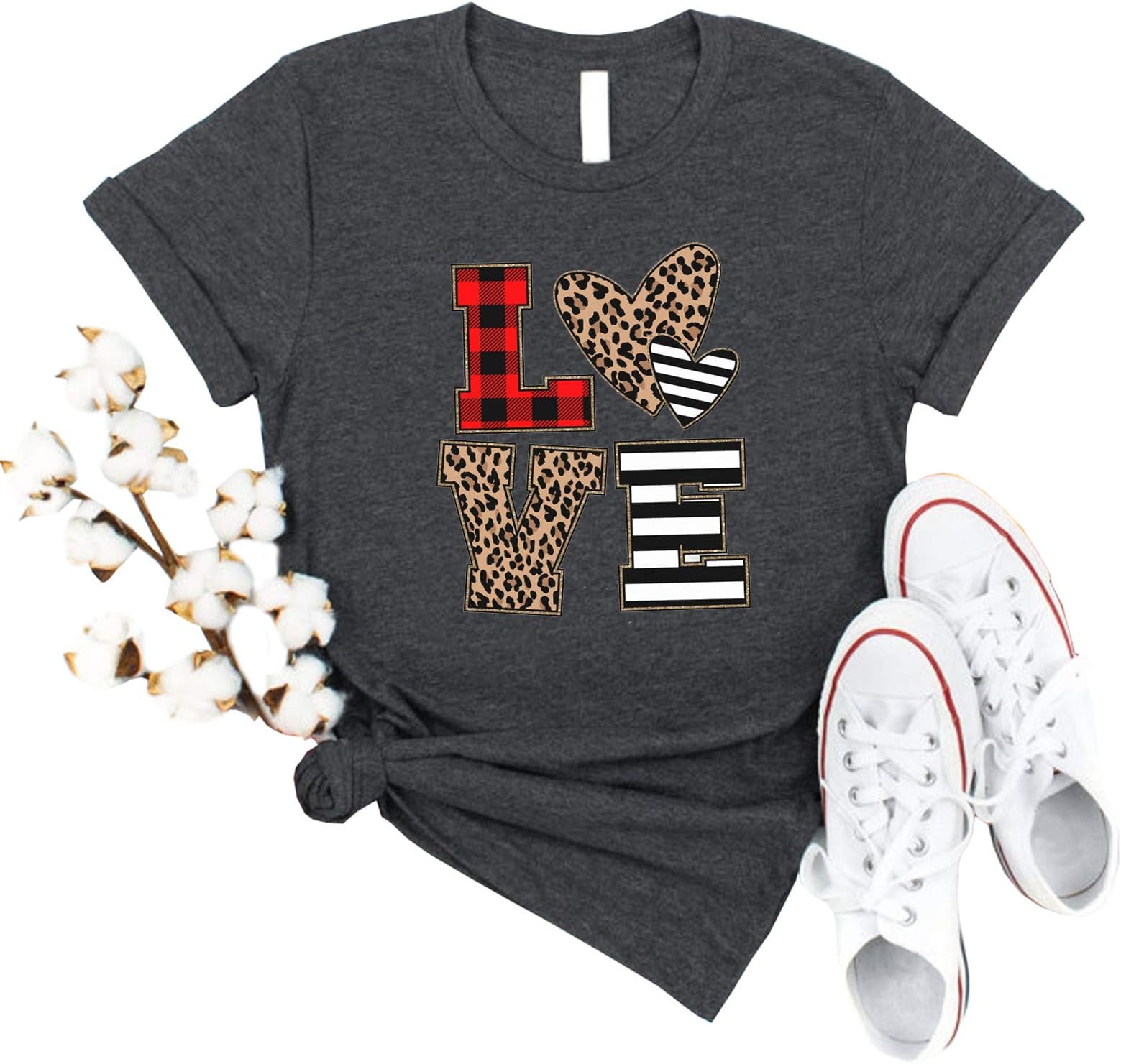 TAIUICYValentines Day Shirts Women Cute Glitter Heart Shirt Casual Valentines Shirts for Women Long Sleeve Graphic Tees Tops