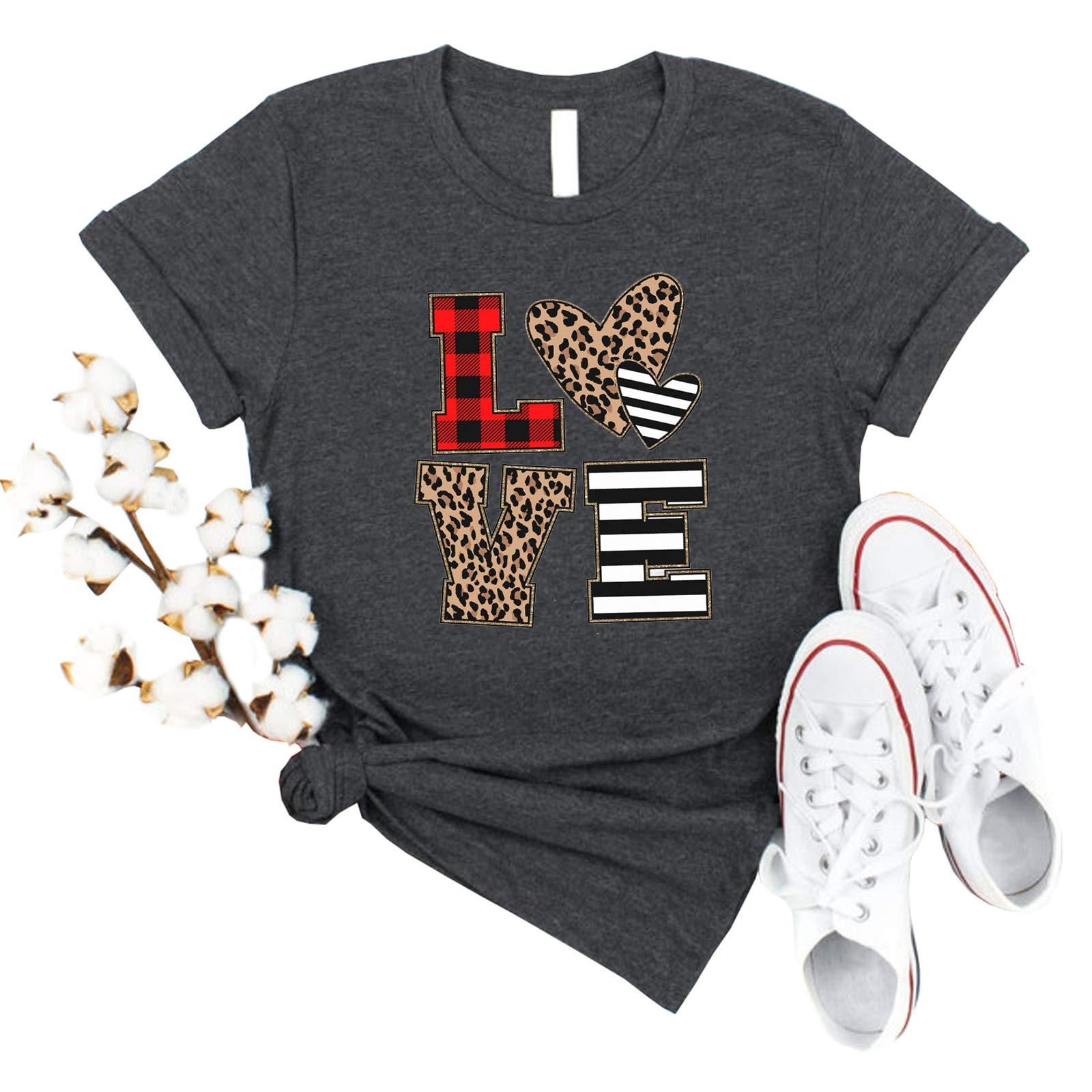 TAIUICYValentines Day Shirts Women Cute Glitter Heart Shirt Casual Valentines Shirts for Women Long Sleeve Graphic Tees Tops