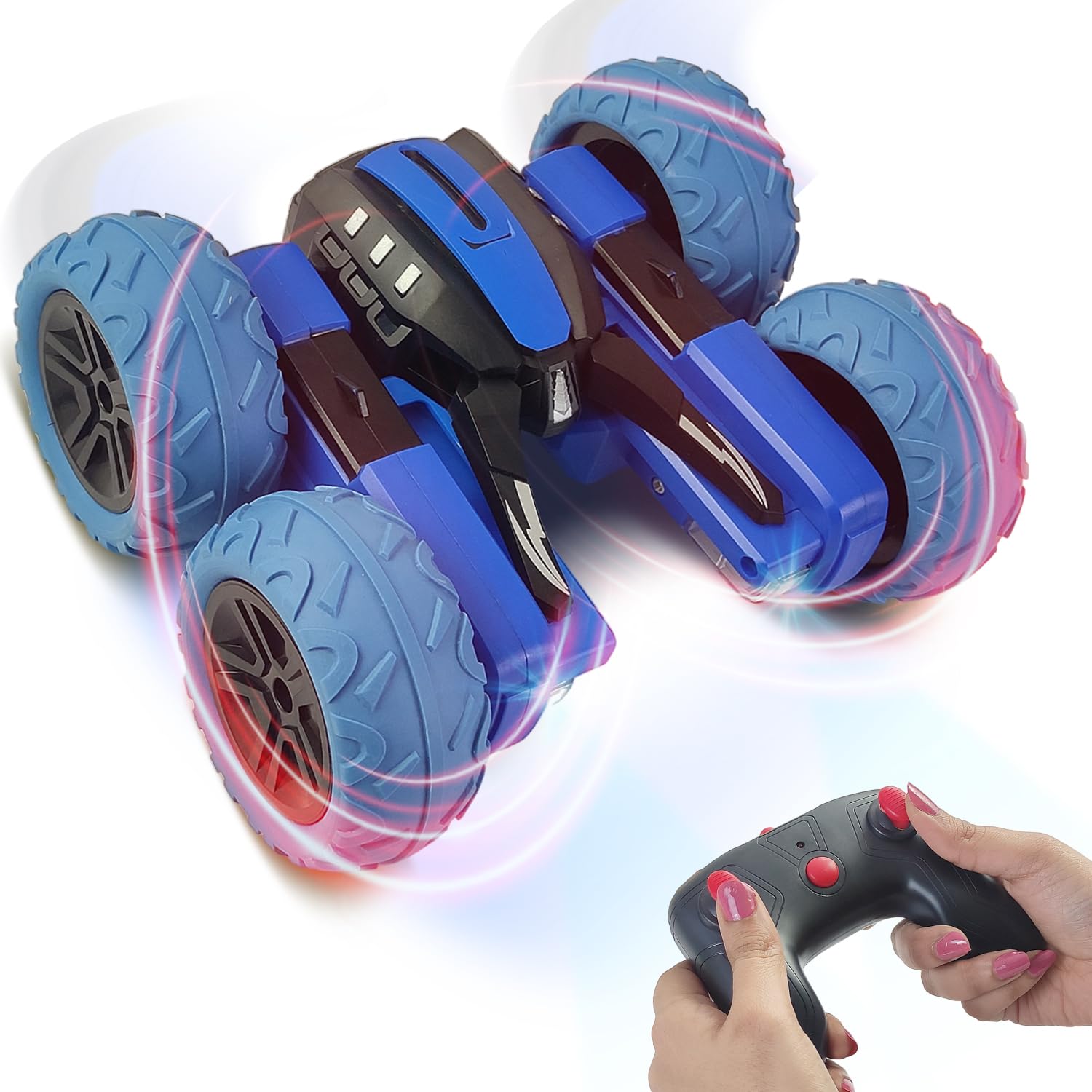 NHR Super 360° Car Double Sided Rotating RC Stunt Car, Remote Control Car 4WD Stunt RC Toys for Kids Car with in-Built Rechargeable Battery, USB Cable, Screw Driver & Light for Kids (6+ Years, Blue) (B0C43MC34F) Amazon Price History, Amazon Price Tracker