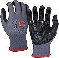 Vista 8 de WOLF Guantes de nitrilo ultradelgados con palma de espuma recubierta con agarre adhesivo, multiusos
