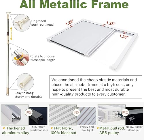 Miniatura 6 de MiLin Persianas opacas sin cordones para ventanas de techo, planos, diseño actualizado, muy fácil de instalar (100 % opaco gris niebla)