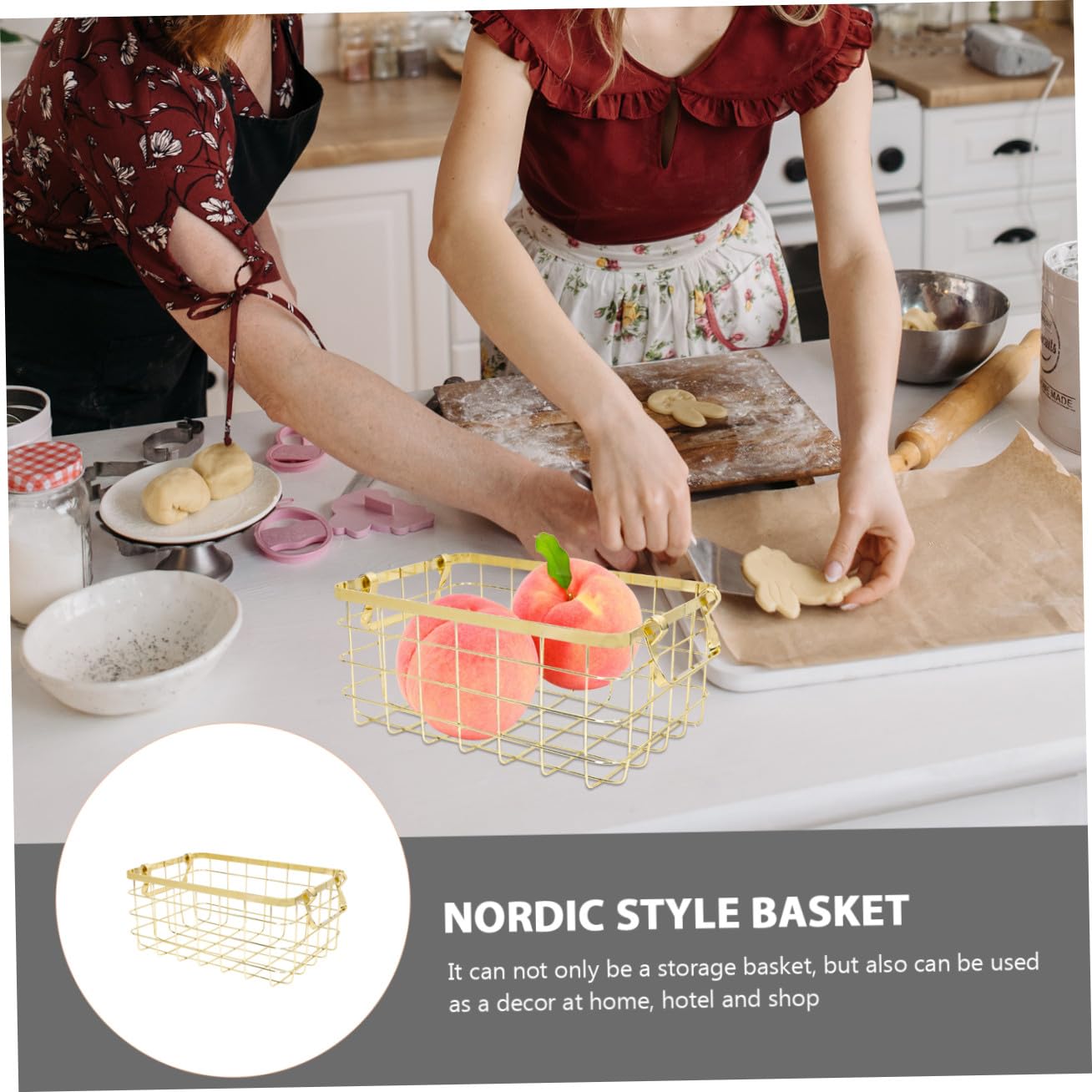 Zerodeko Cesta de Hierro de Estilo Nórdico Portafrutas Decorativa para Escritorio y Hogar