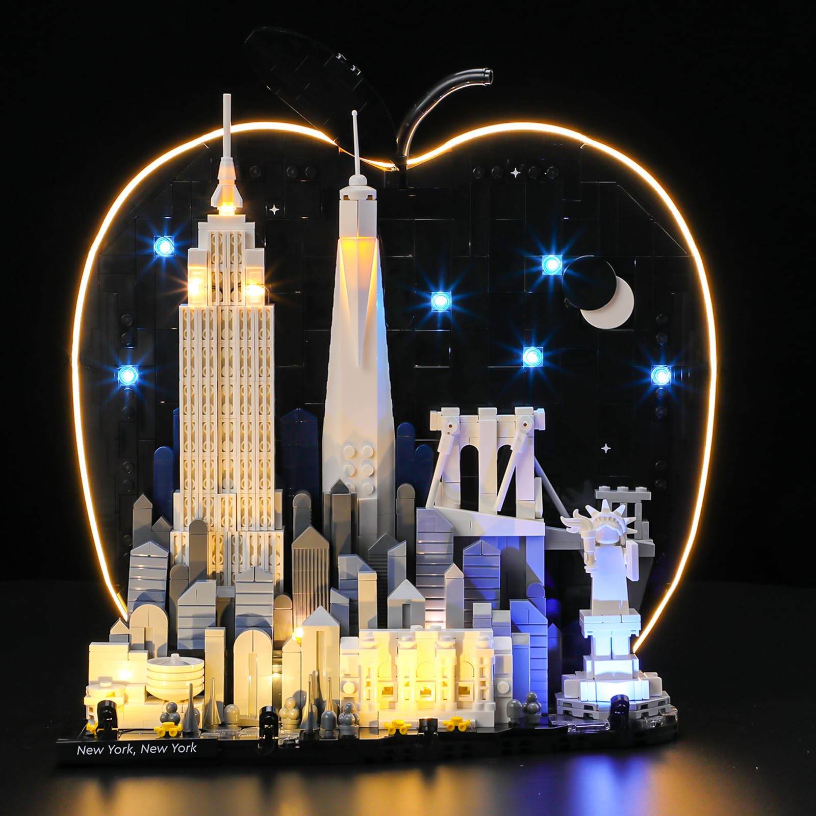 YEABRICKS Światło LED do Lego-21066 Architektura Nowy Jork, model z dużym jabłkiem (zestaw klocków nie jest dołączony)