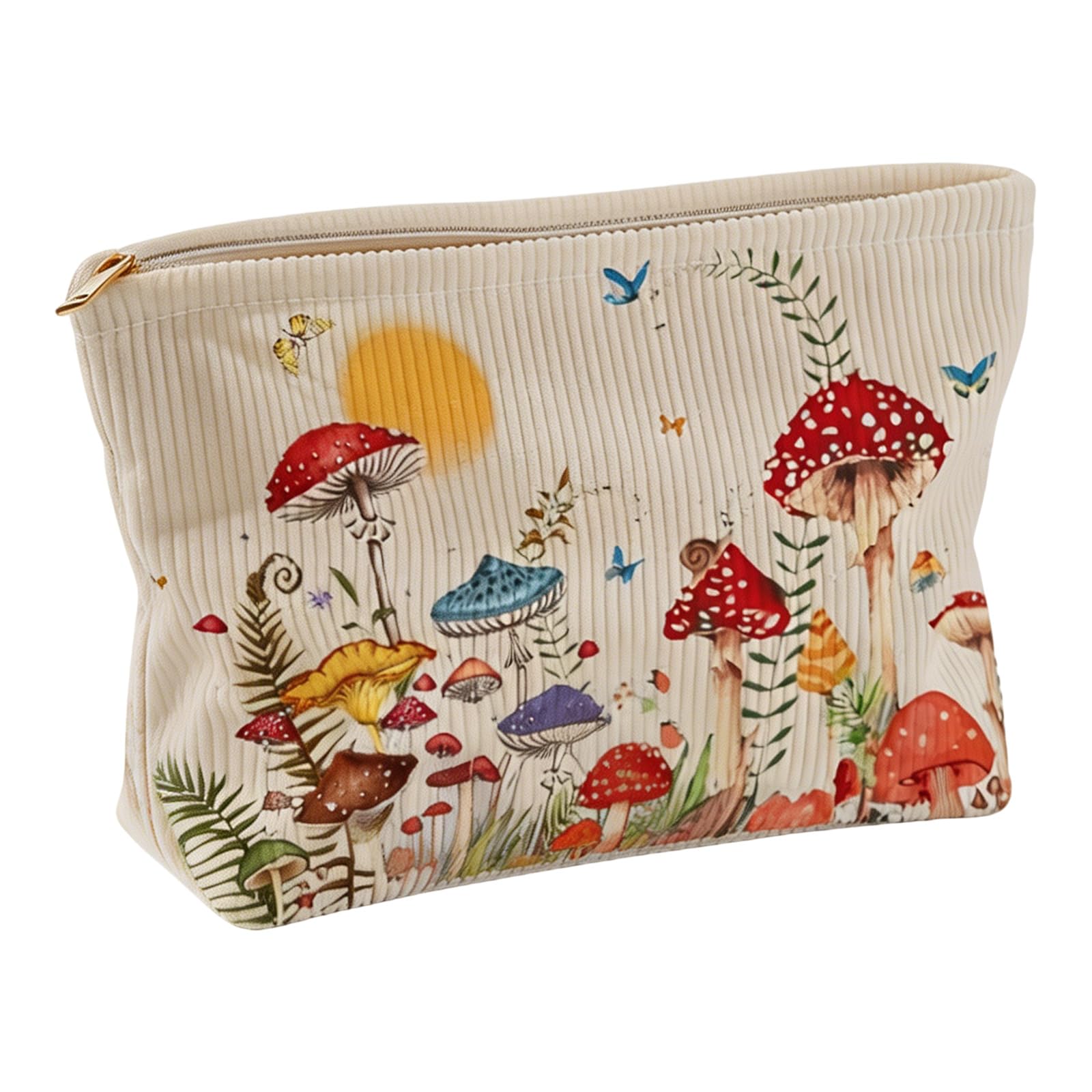 Hrtyvhin C Sturdy Orduroy Zippers Bag With Unique Moons Mushroom Print Ideal For Small Items Ord Planner Bag